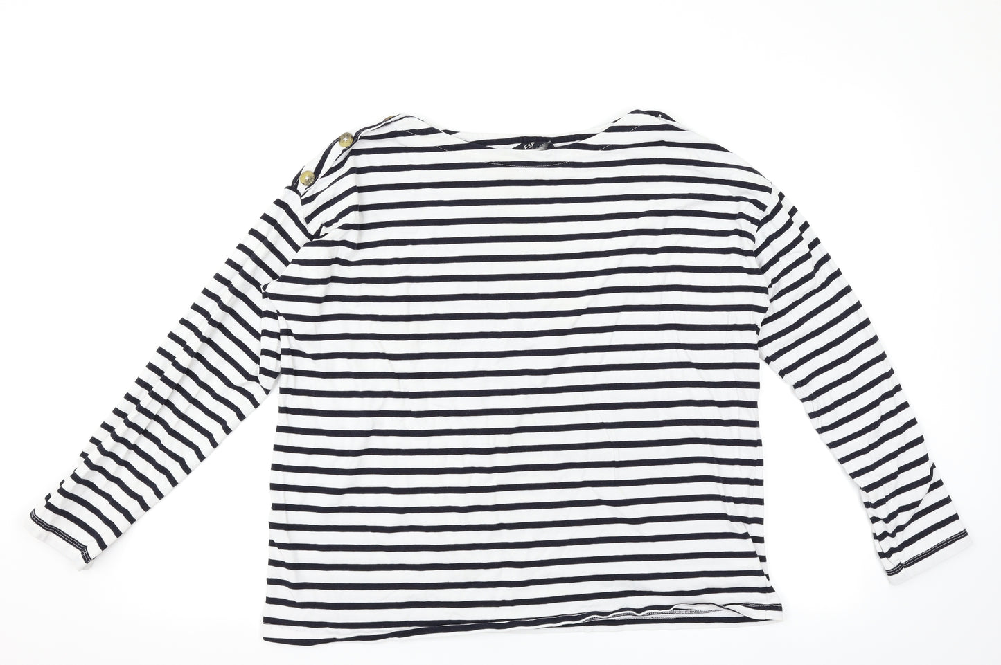 F&F Womens White Striped  Basic T-Shirt Size 18