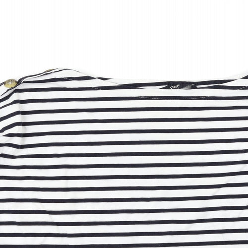 F&F Womens White Striped  Basic T-Shirt Size 18