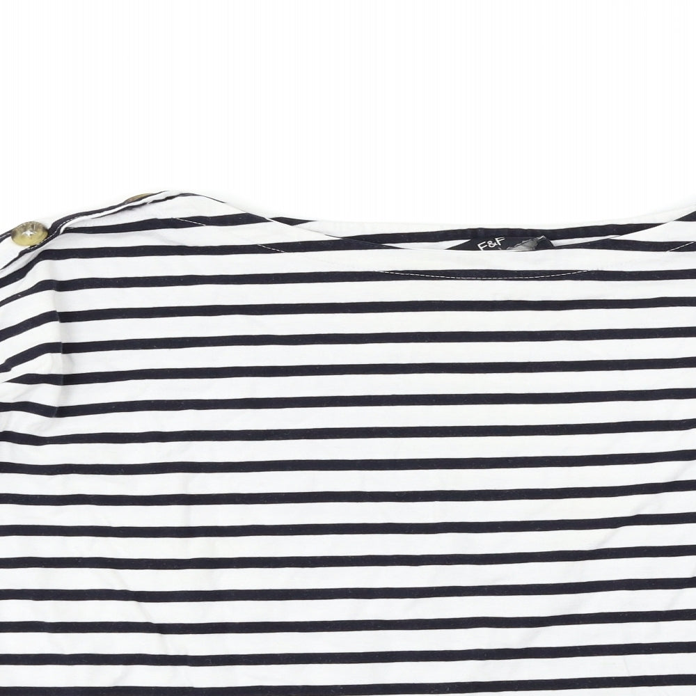 F&F Womens White Striped  Basic T-Shirt Size 18
