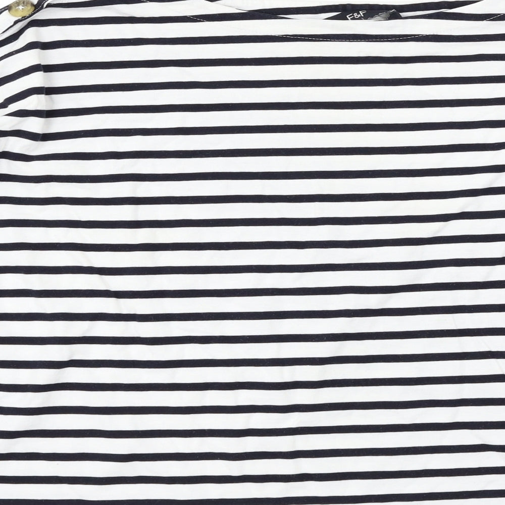 F&F Womens White Striped  Basic T-Shirt Size 18