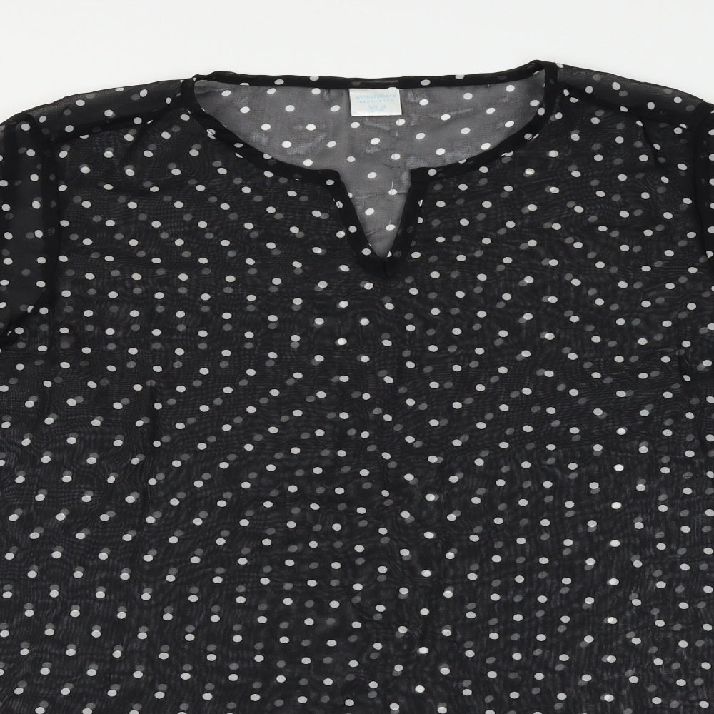 Atmosphere Womens Black Polka Dot  Basic T-Shirt Size 14