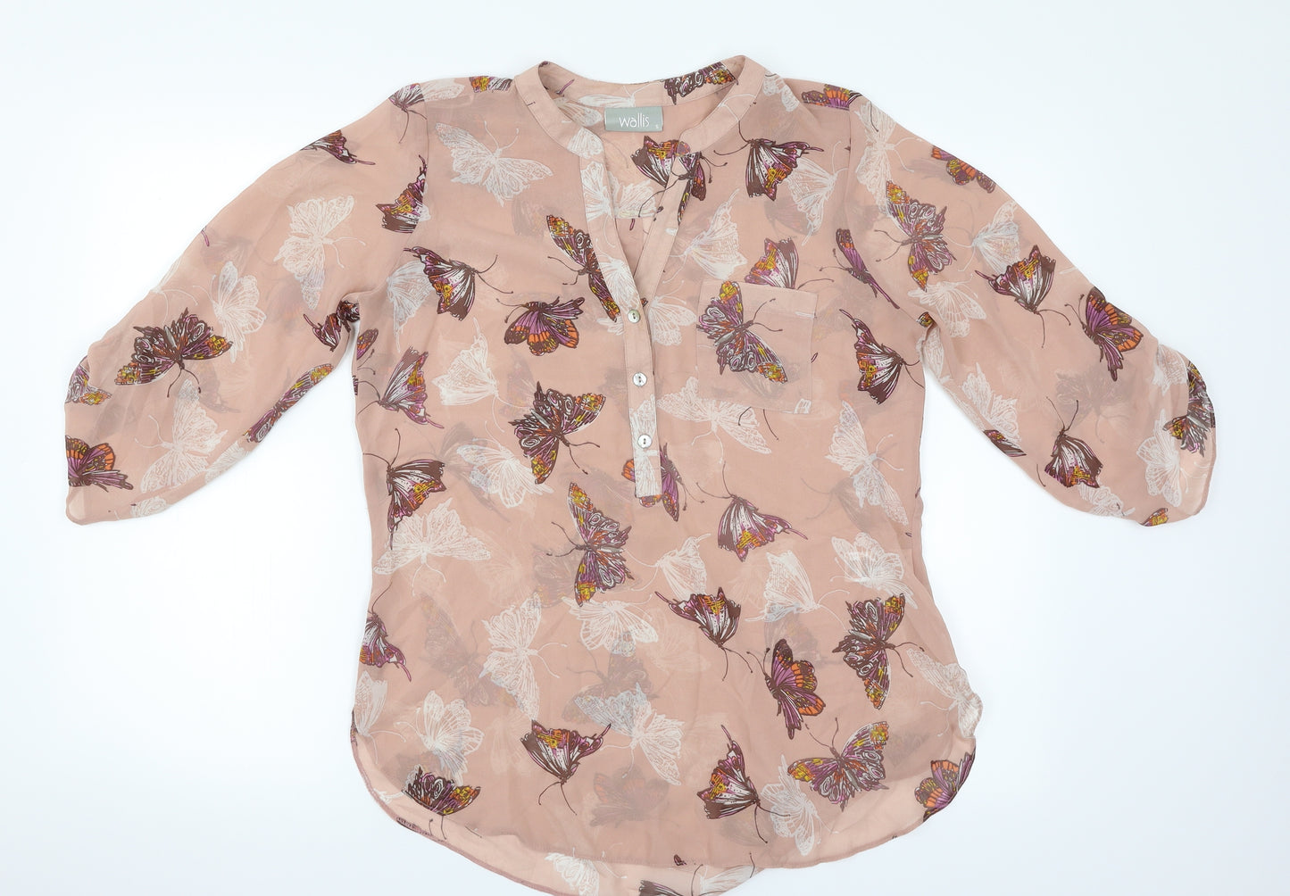 Wallis Womens Pink Animal Print  Basic Blouse Size S  - Butterflies