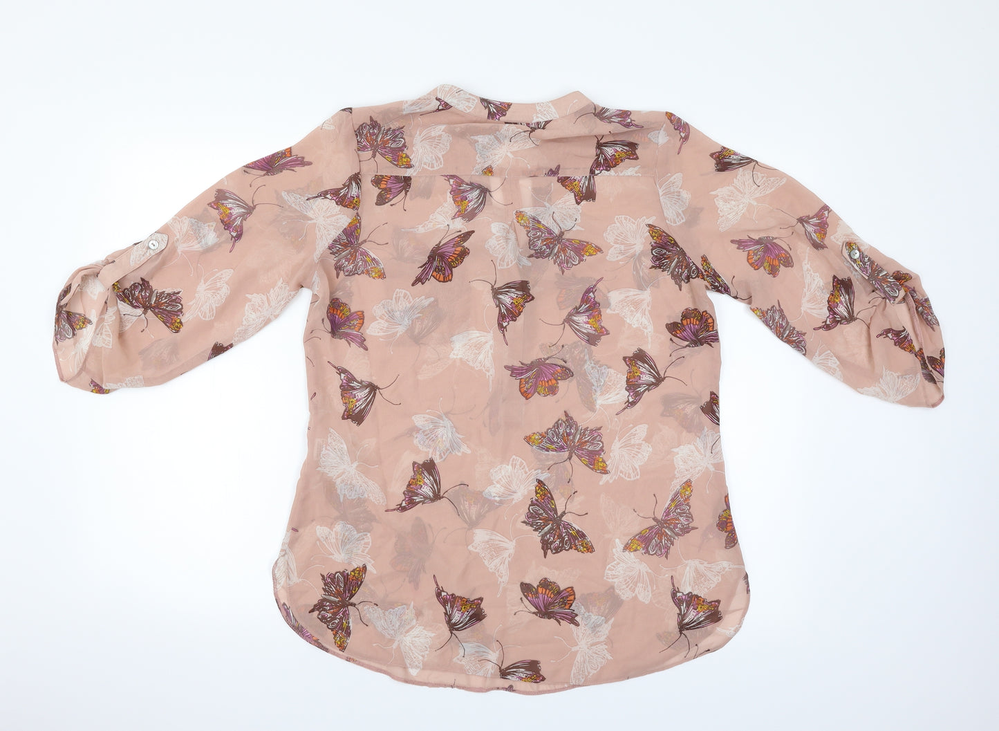 Wallis Womens Pink Animal Print  Basic Blouse Size S  - Butterflies