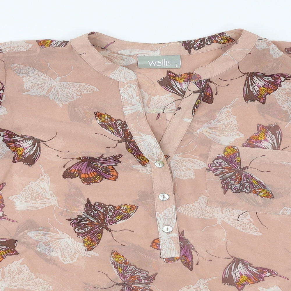 Wallis Womens Pink Animal Print  Basic Blouse Size S  - Butterflies