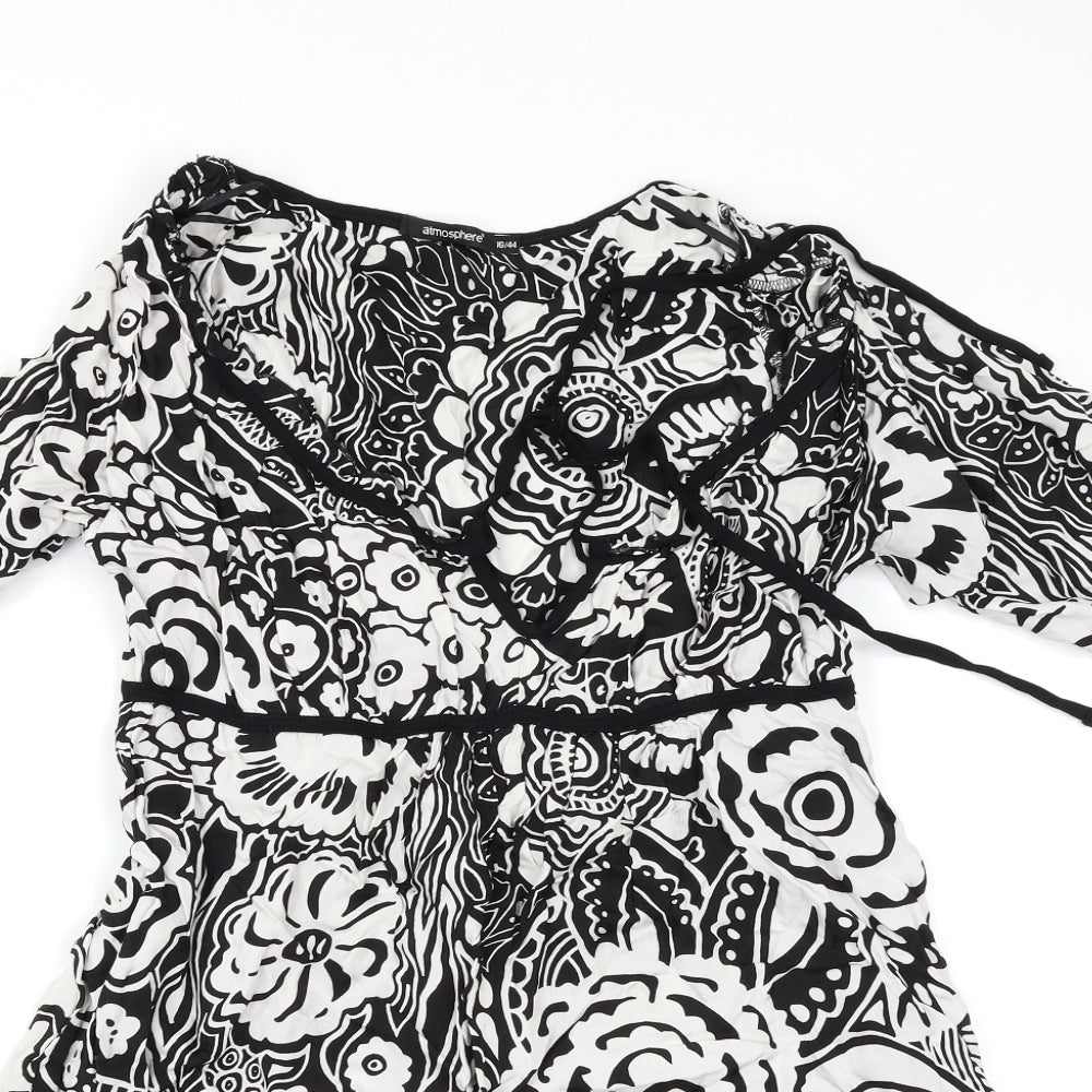 Atmosphere Womens White Floral  A-Line  Size 16