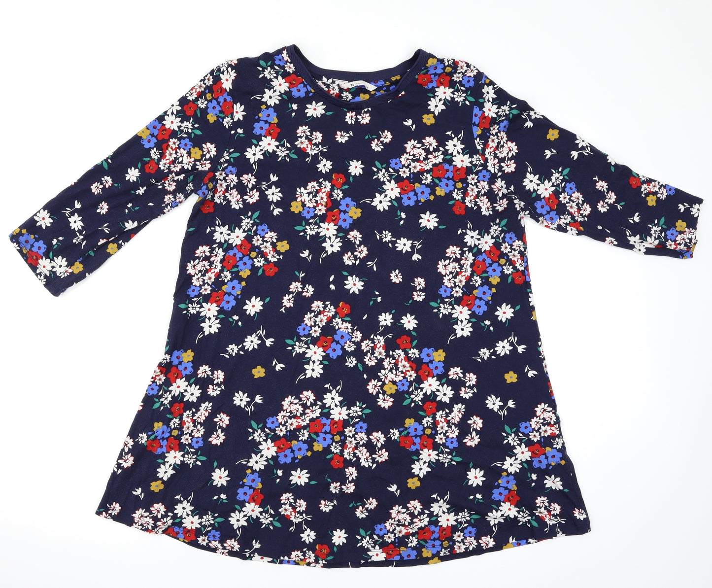 TU Womens Blue Floral  Basic T-Shirt Size 16