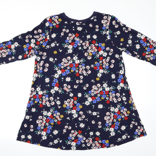 TU Womens Blue Floral  Basic T-Shirt Size 16