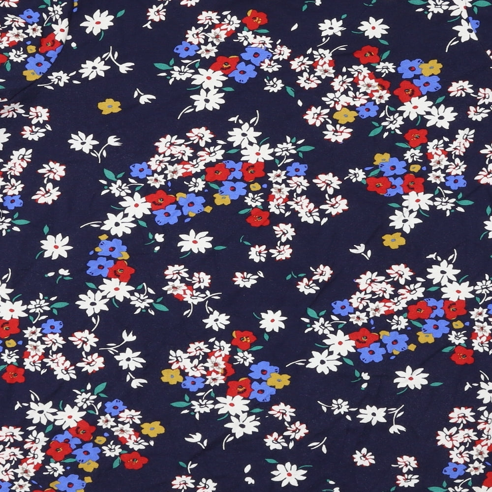 TU Womens Blue Floral  Basic T-Shirt Size 16