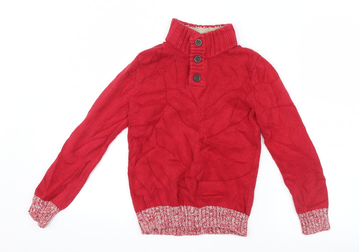Lands' End Boys Red Knit Pullover Jumper Size L
