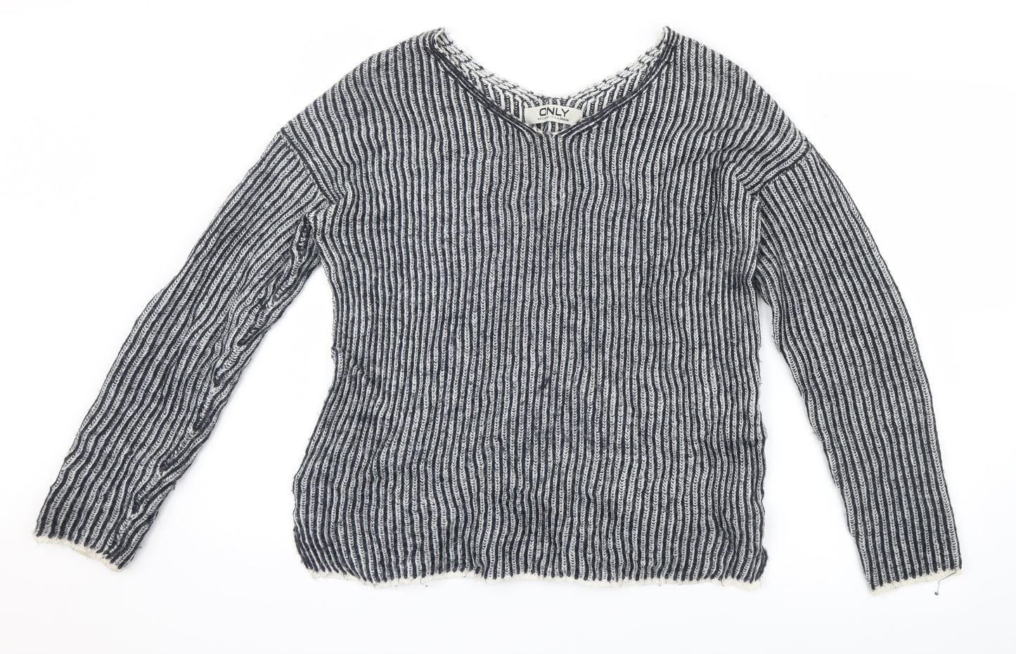 Only Womens Blue Striped Knit Pullover Jumper Size S