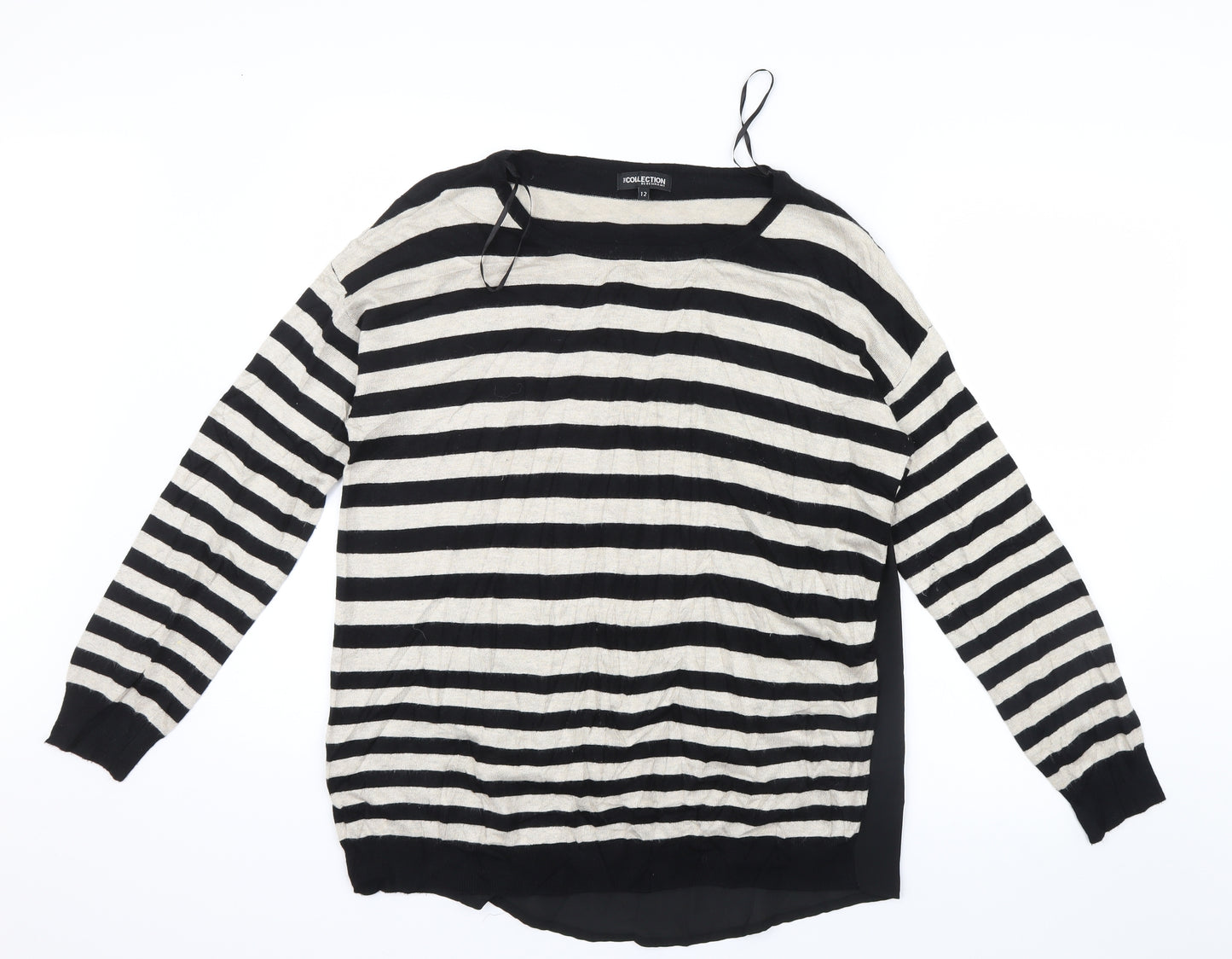 Debenhams Womens Black Striped Knit Pullover Jumper Size 12
