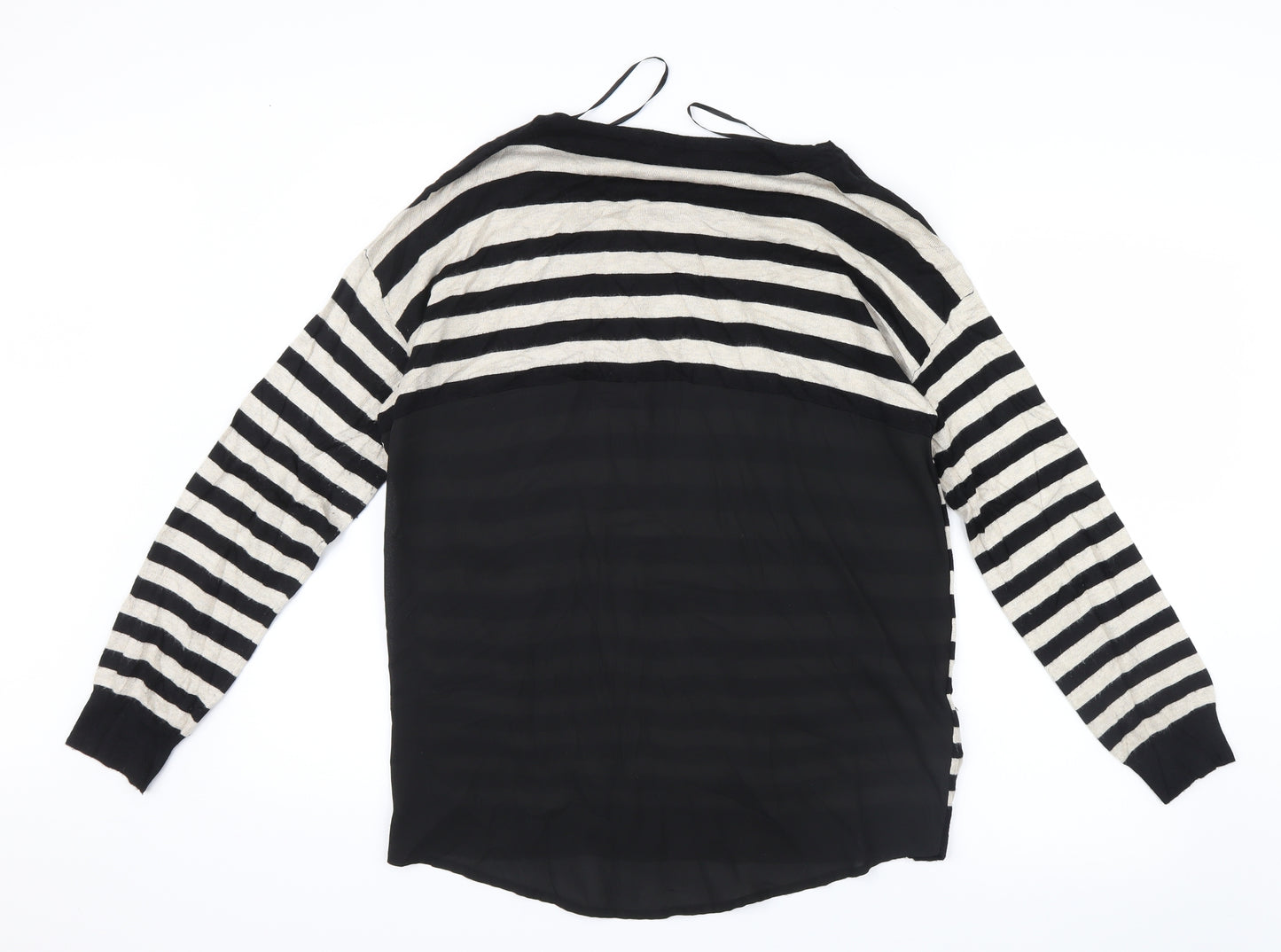 Debenhams Womens Black Striped Knit Pullover Jumper Size 12