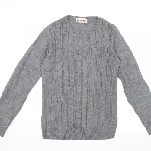 Hemingway Mens Grey  Knit Pullover Jumper Size M