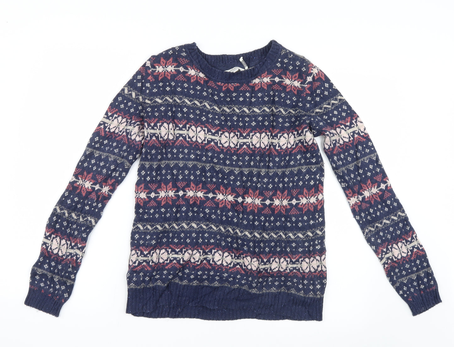 Fat Face Womens Blue Geometric Knit Pullover Jumper Size 12  - Christmas