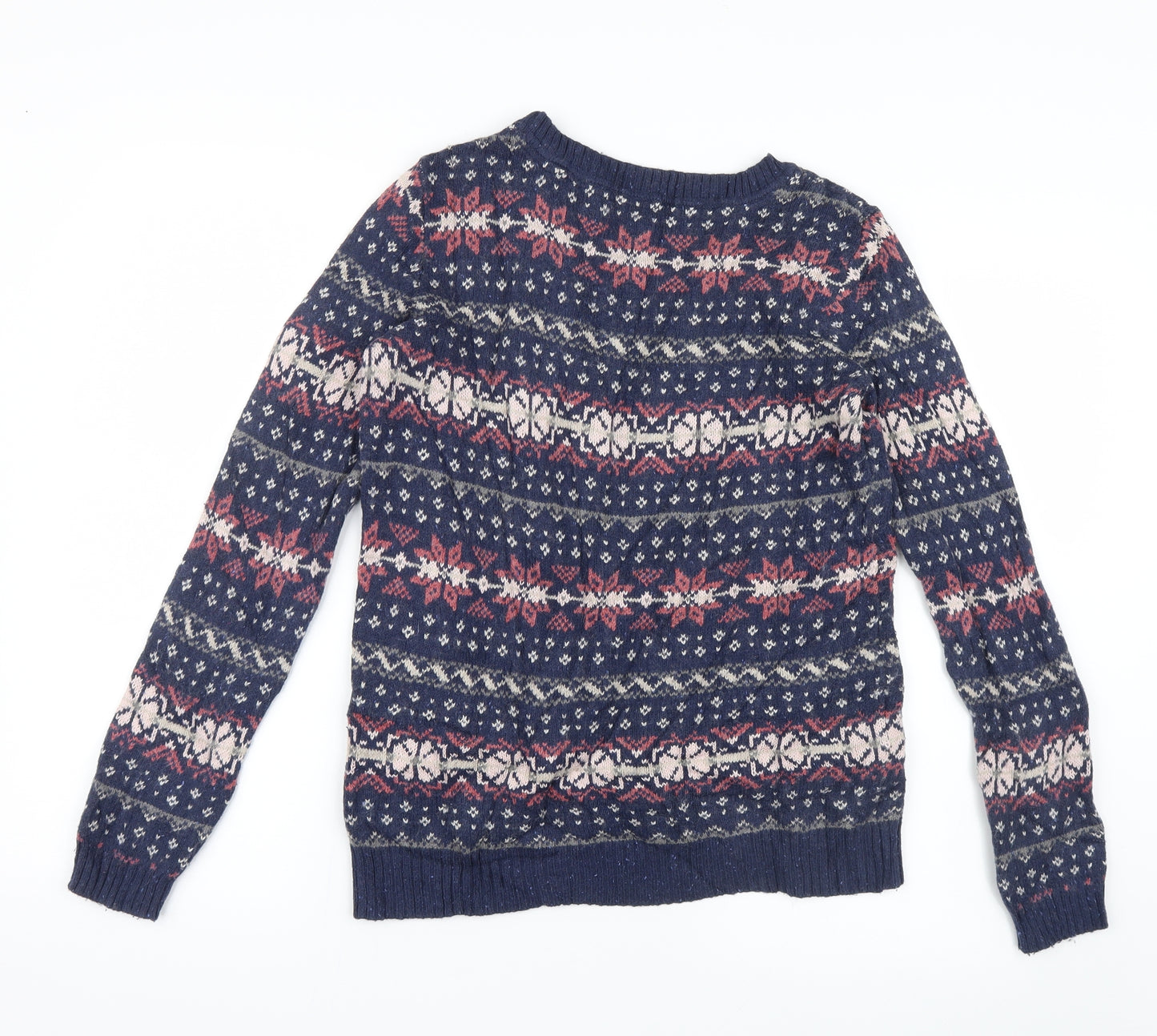 Fat Face Womens Blue Geometric Knit Pullover Jumper Size 12  - Christmas