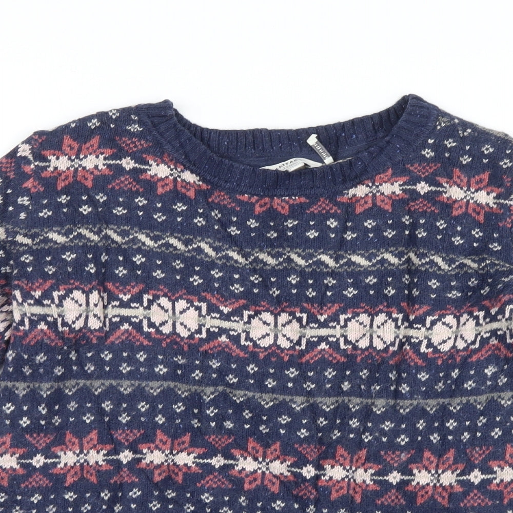 Fat Face Womens Blue Geometric Knit Pullover Jumper Size 12  - Christmas
