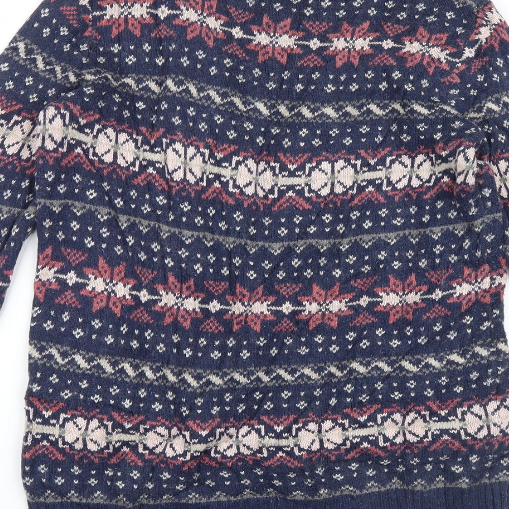 Fat Face Womens Blue Geometric Knit Pullover Jumper Size 12  - Christmas