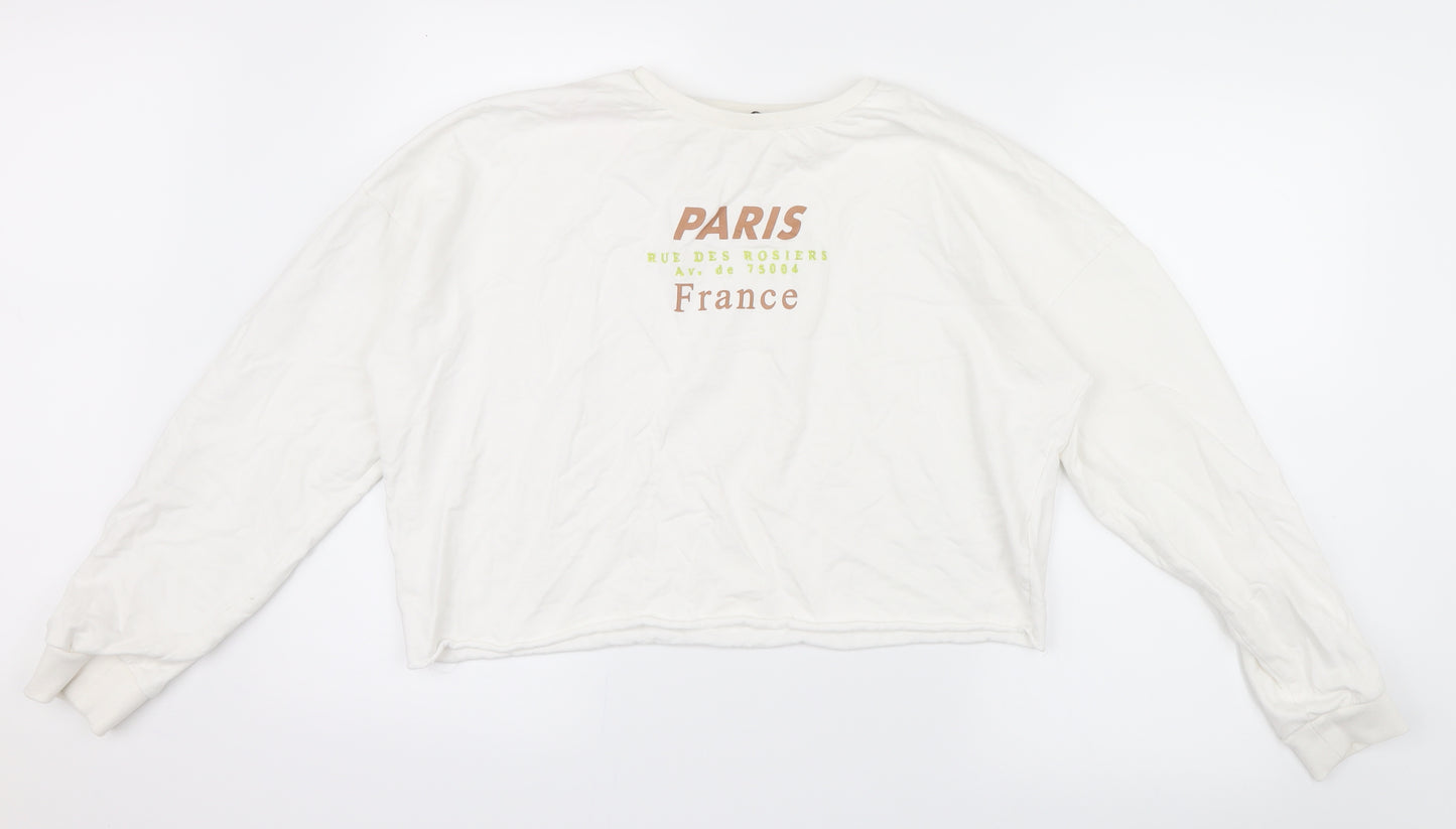 Boohoo Womens White  Knit Pullover Jumper Size XL  - Cropped