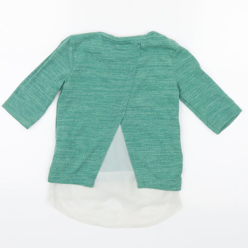 F&F Girls Green  Knit Pullover Jumper Size 5-6 Years