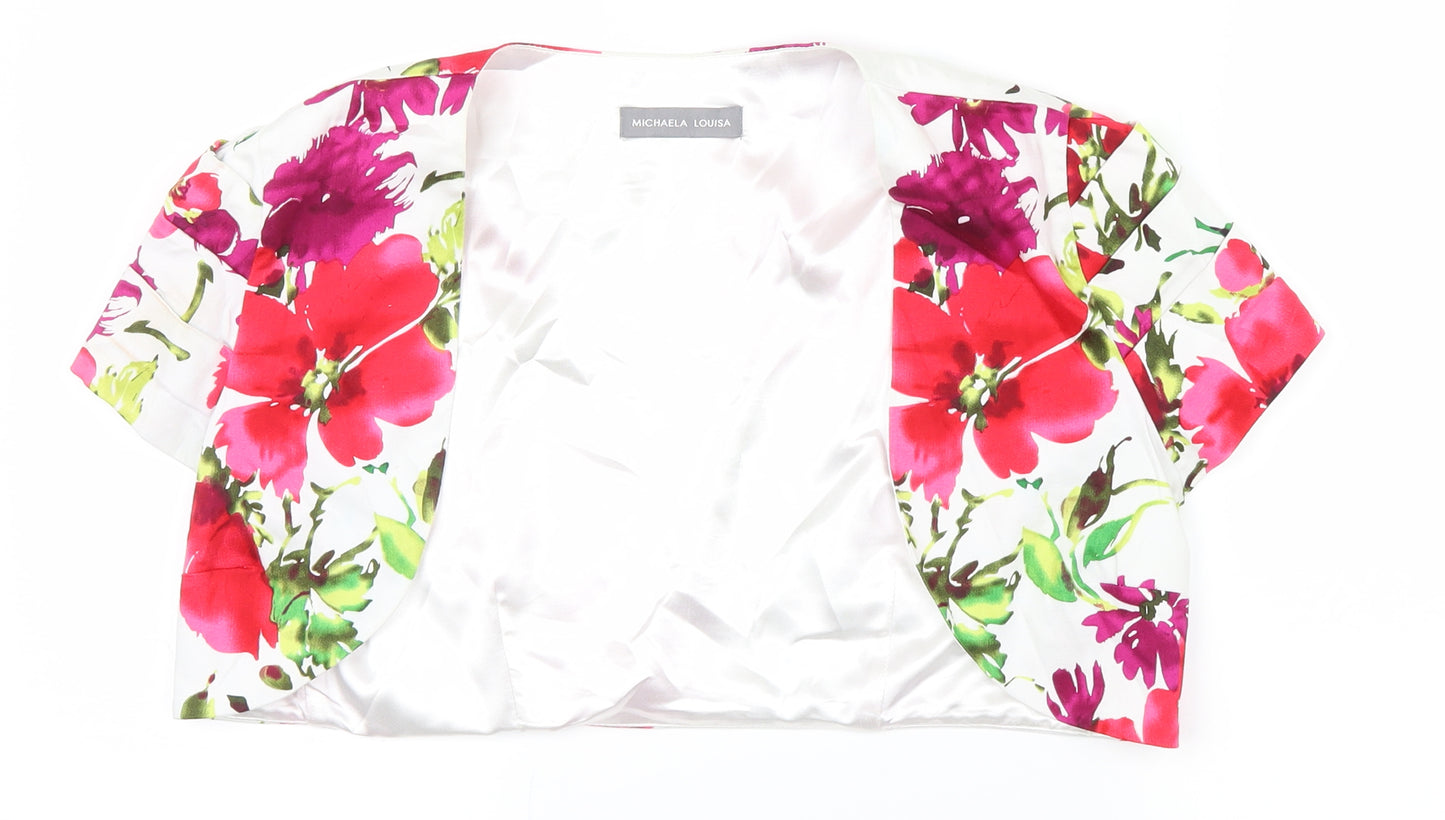 Michaela Louisa Womens Pink Floral Satin Jacket  Size 10