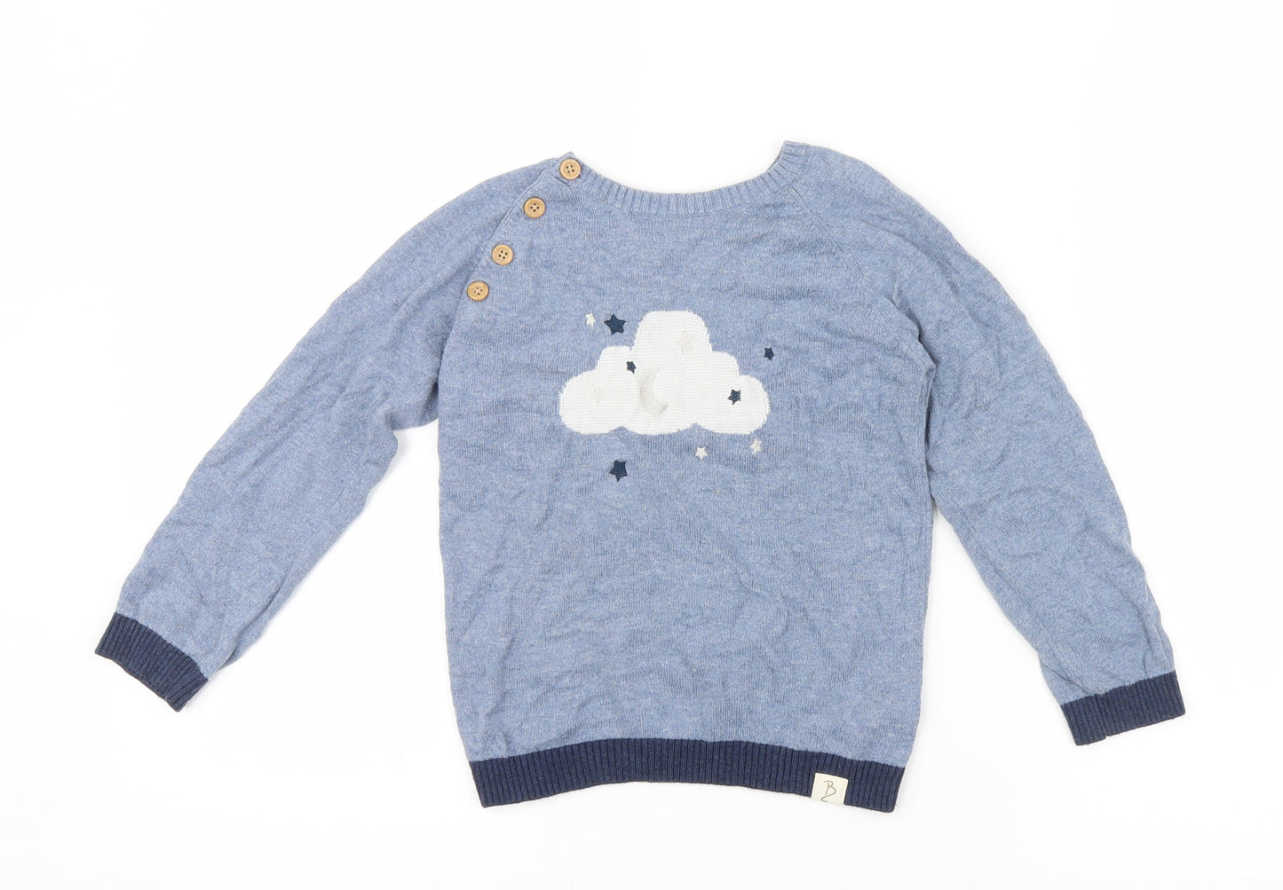 George Boys Blue Geometric Knit  Pyjama Top Size 3-4 Years
