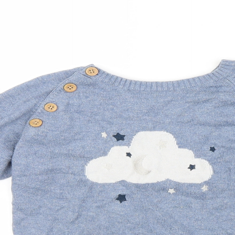 George Boys Blue Geometric Knit  Pyjama Top Size 3-4 Years