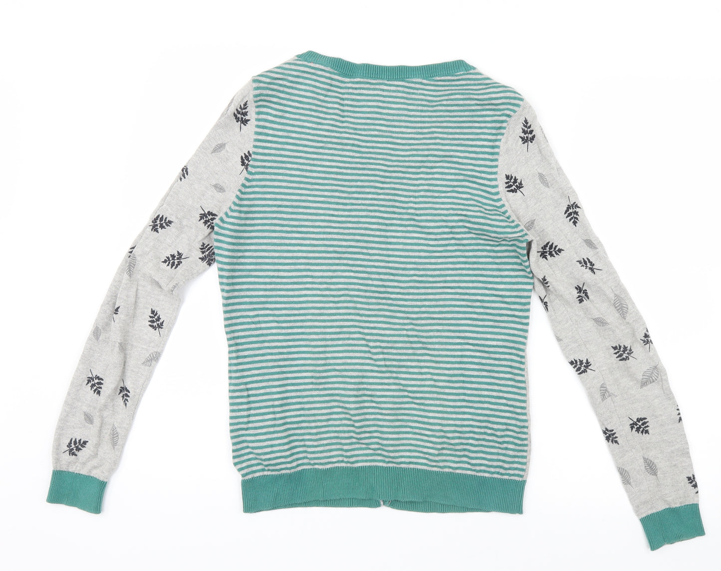 Marks and Spencer Womens Grey Geometric Knit Cardigan Jumper Size 8