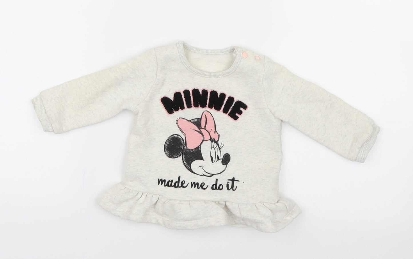 George Girls Ivory  Knit Pullover Jumper Size 6-9 Months  - Minnie Mouse