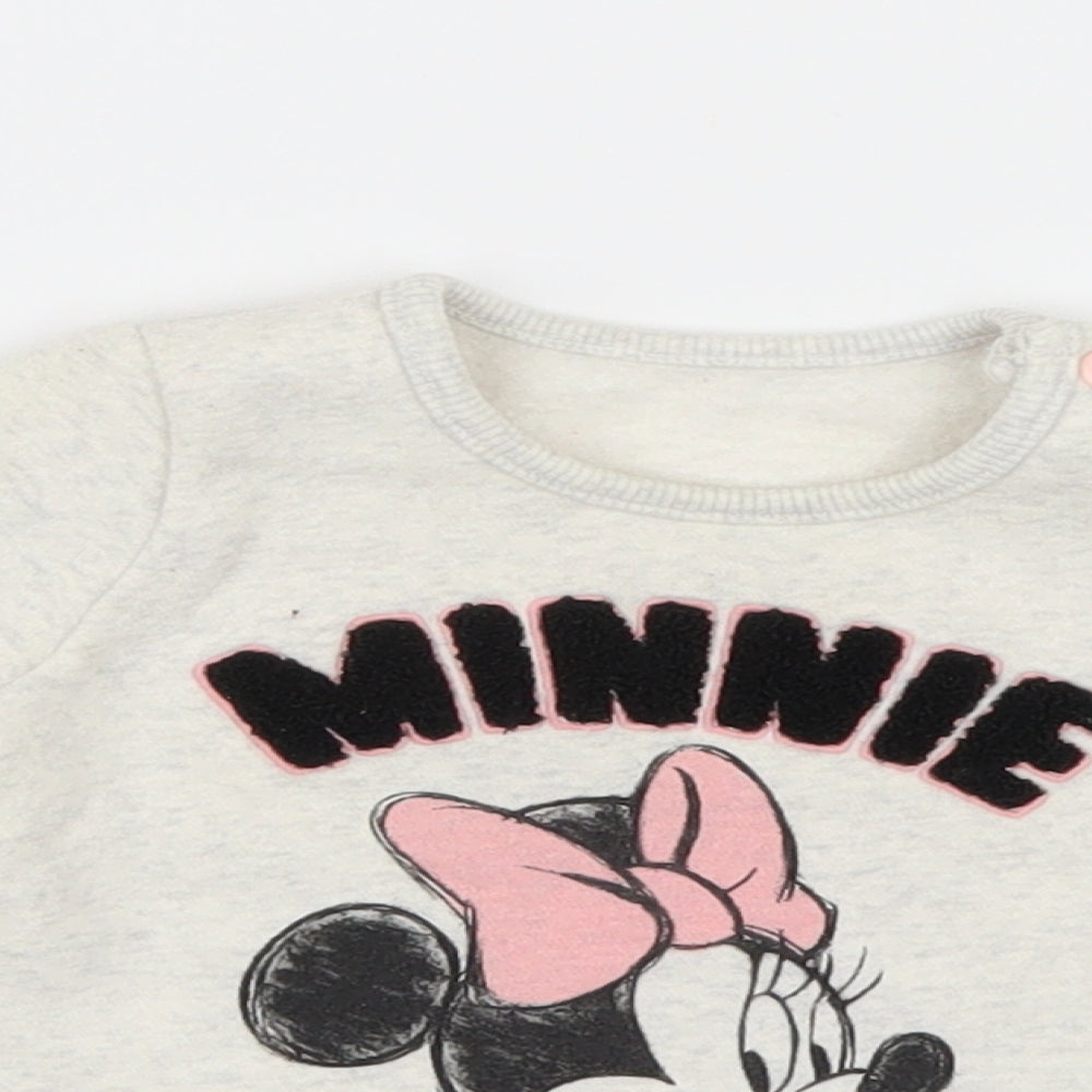 George Girls Ivory  Knit Pullover Jumper Size 6-9 Months  - Minnie Mouse