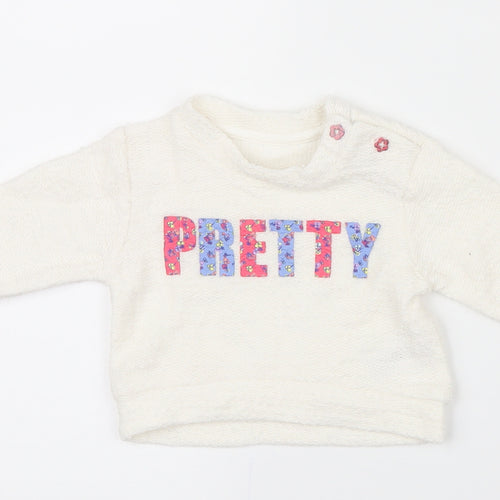 Nutmeg Girls White   Pullover Jumper Size 0-3 Months
