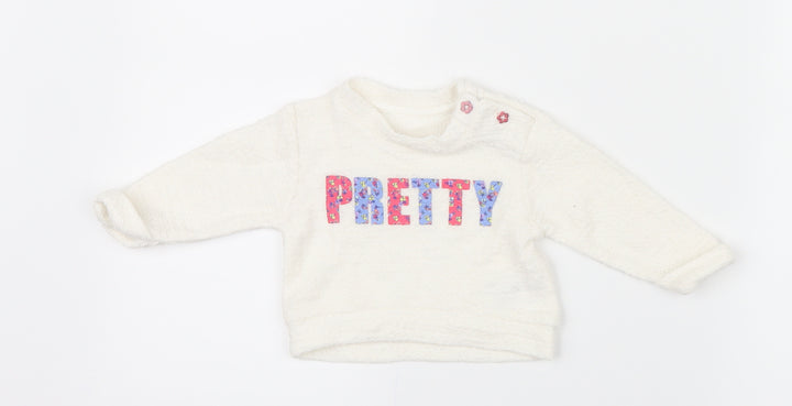Nutmeg Girls White Pullover Jumper Size 0-3 Months