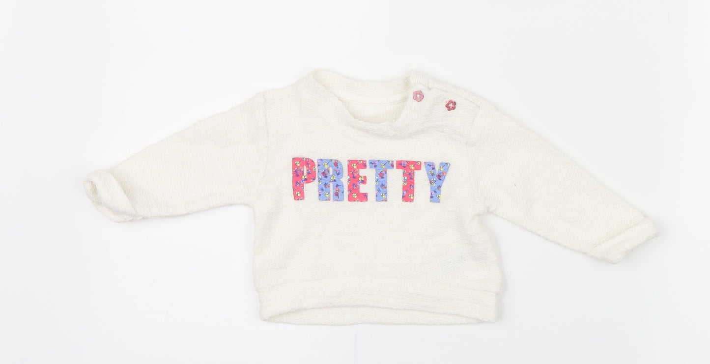 Nutmeg Girls White   Pullover Jumper Size 0-3 Months