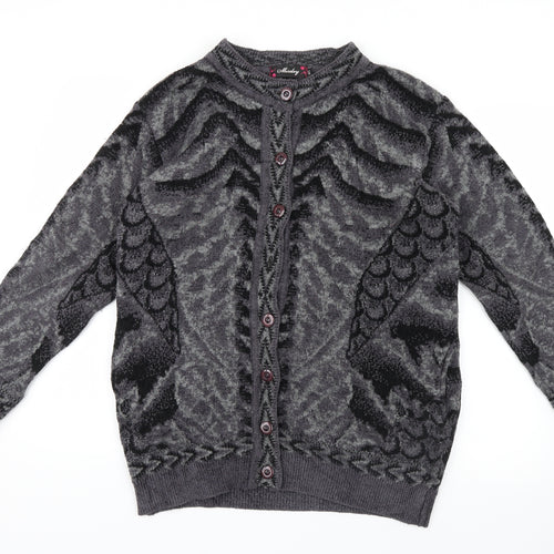 Missley Womens Purple Geometric Knit Cardigan Jumper Size L
