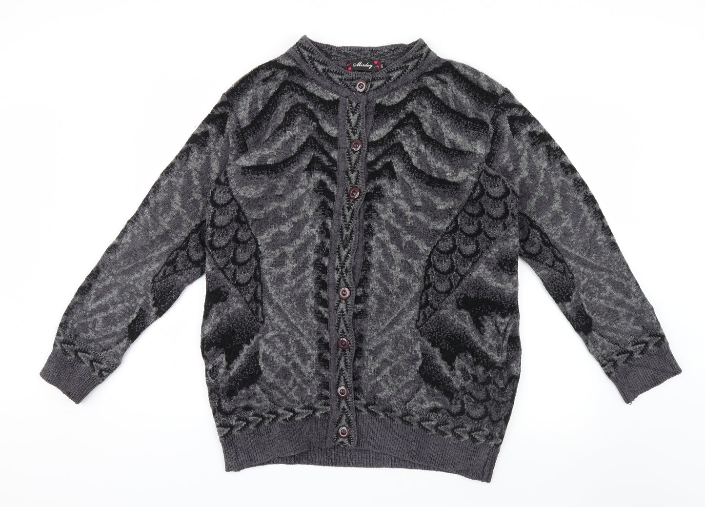 Missley Womens Purple Geometric Knit Cardigan Jumper Size L
