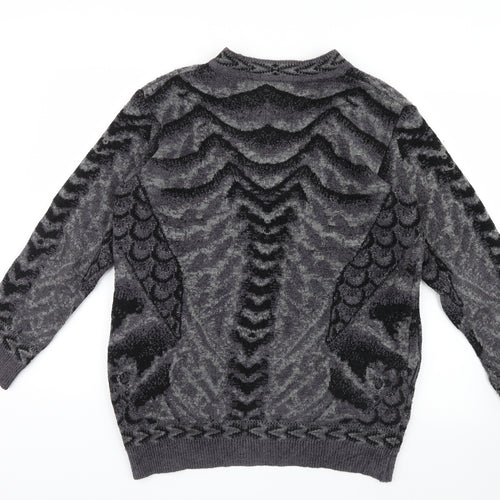 Missley Womens Purple Geometric Knit Cardigan Jumper Size L