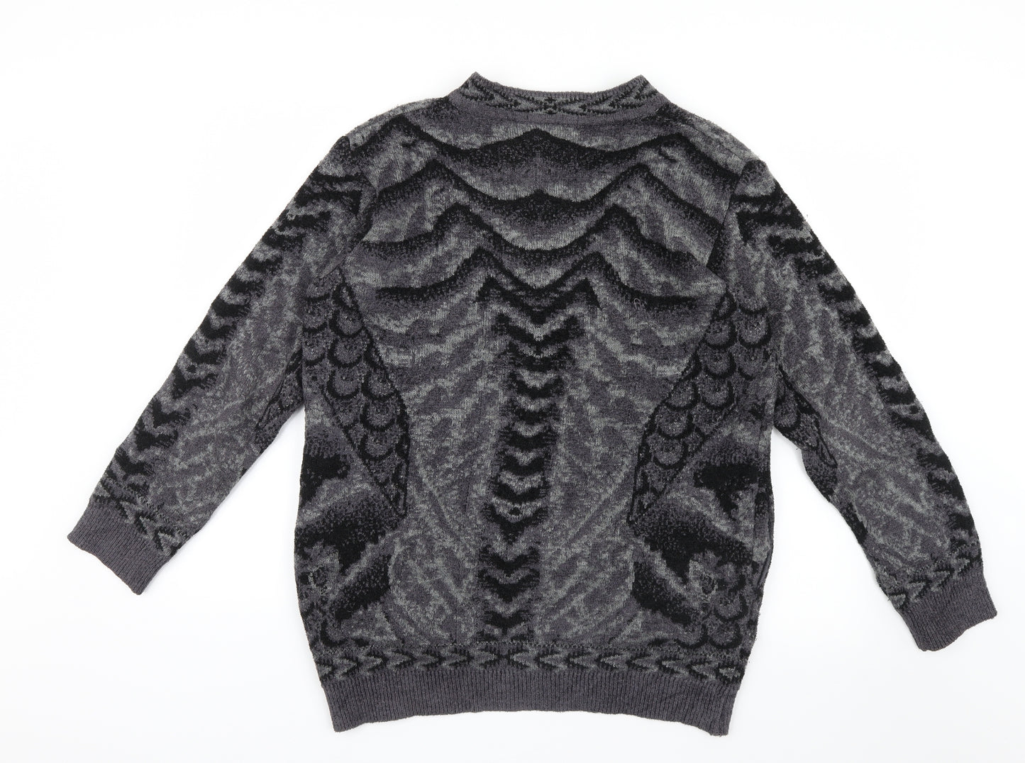 Missley Womens Purple Geometric Knit Cardigan Jumper Size L