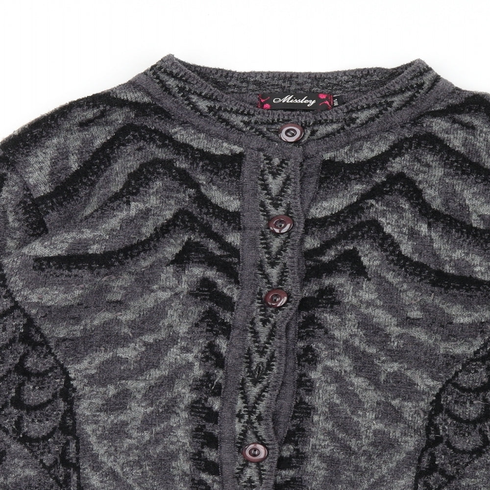 Missley Womens Purple Geometric Knit Cardigan Jumper Size L
