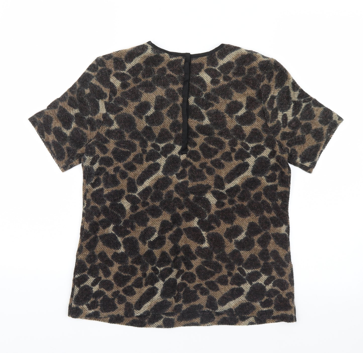 Warehouse Womens Brown Animal Print  Basic T-Shirt Size 10
