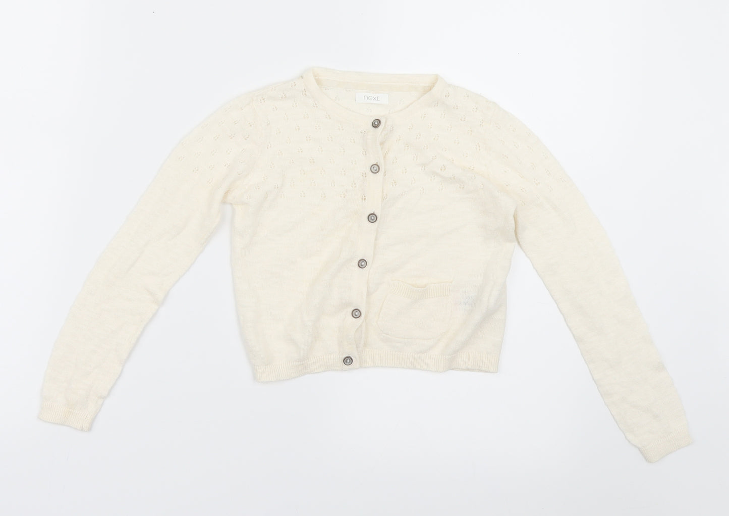 NEXT Girls Ivory  Knit Cardigan Jumper Size 4-5 Years