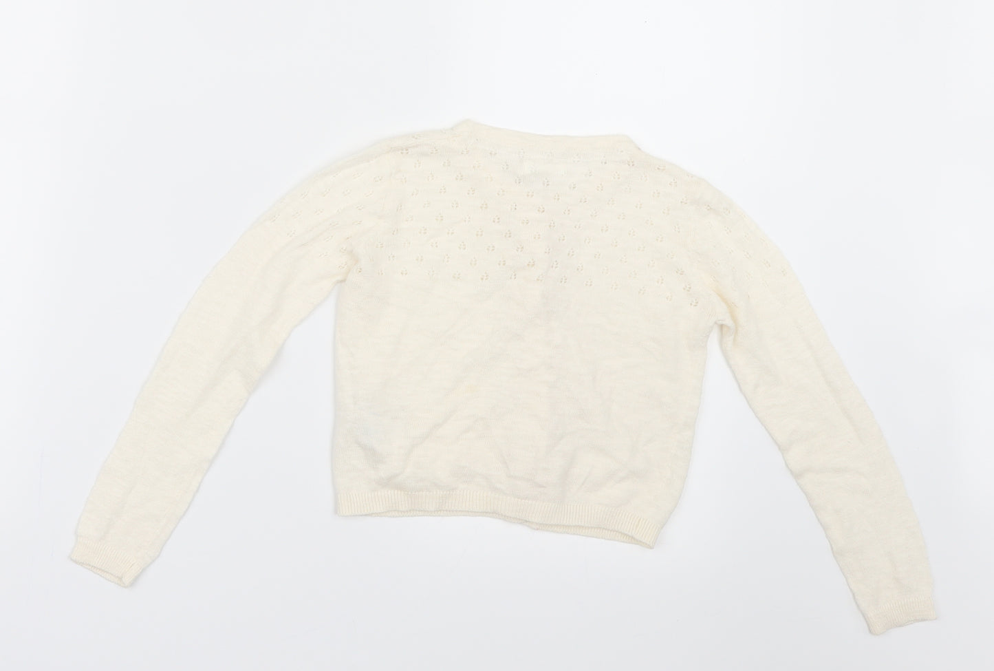 NEXT Girls Ivory  Knit Cardigan Jumper Size 4-5 Years