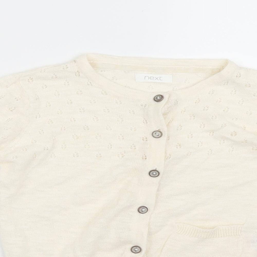 NEXT Girls Ivory  Knit Cardigan Jumper Size 4-5 Years