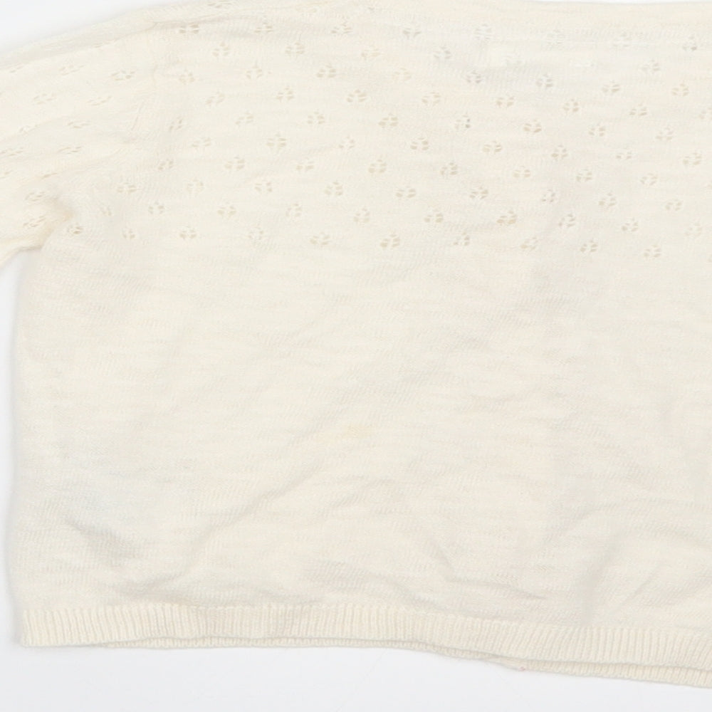 NEXT Girls Ivory  Knit Cardigan Jumper Size 4-5 Years
