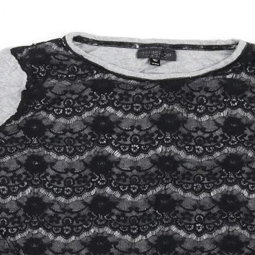 Topshop Womens Grey  Knit Pullover Jumper Size 10  - Lace Detail