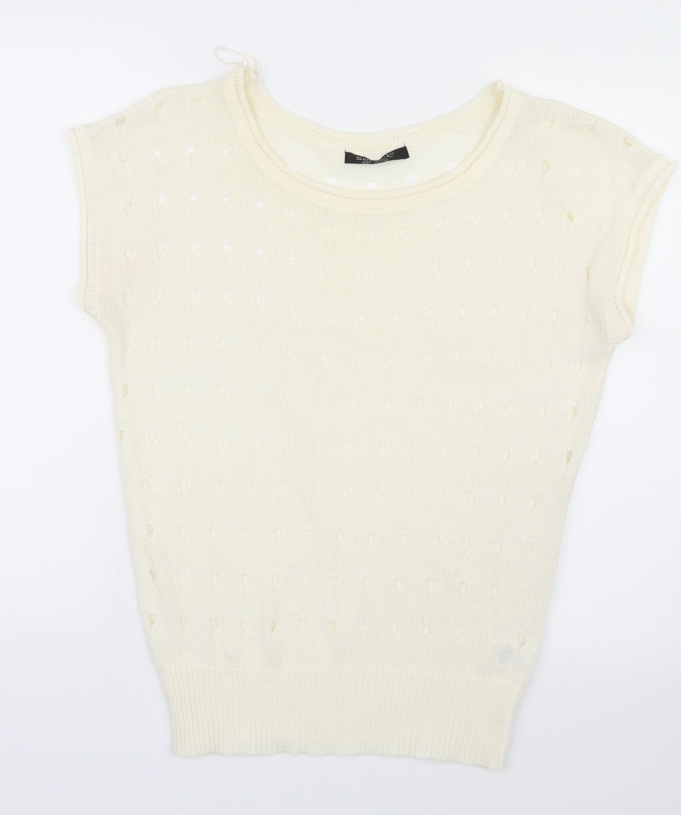 Select Womens Ivory  Knit Basic T-Shirt Size 10