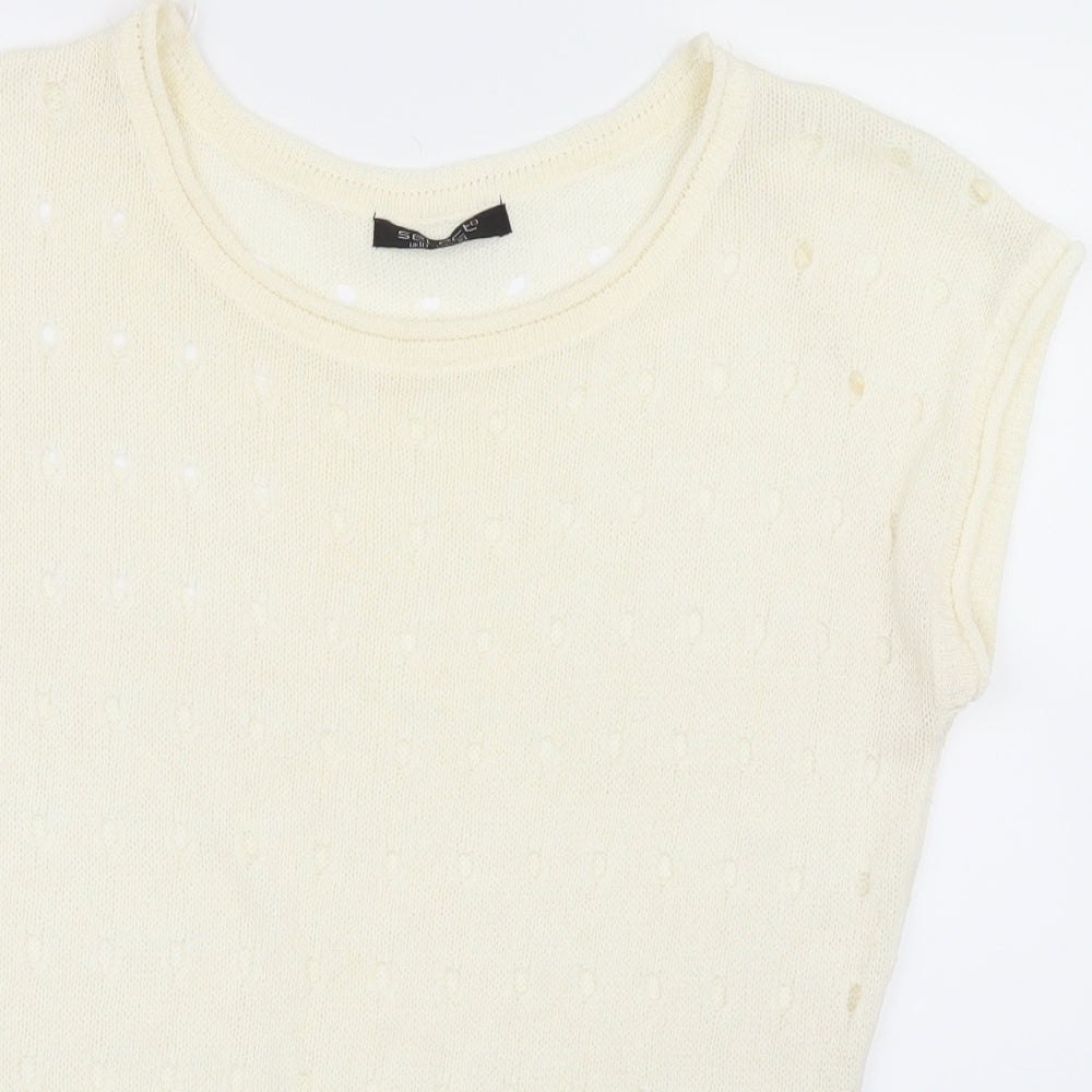 Select Womens Ivory  Knit Basic T-Shirt Size 10