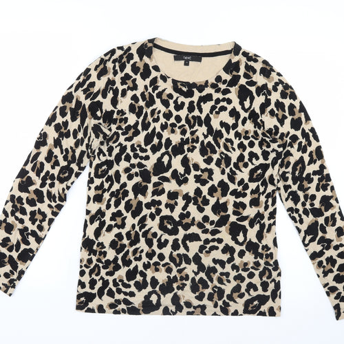 NEXT Womens Brown Animal Print Knit Basic T-Shirt Size 12