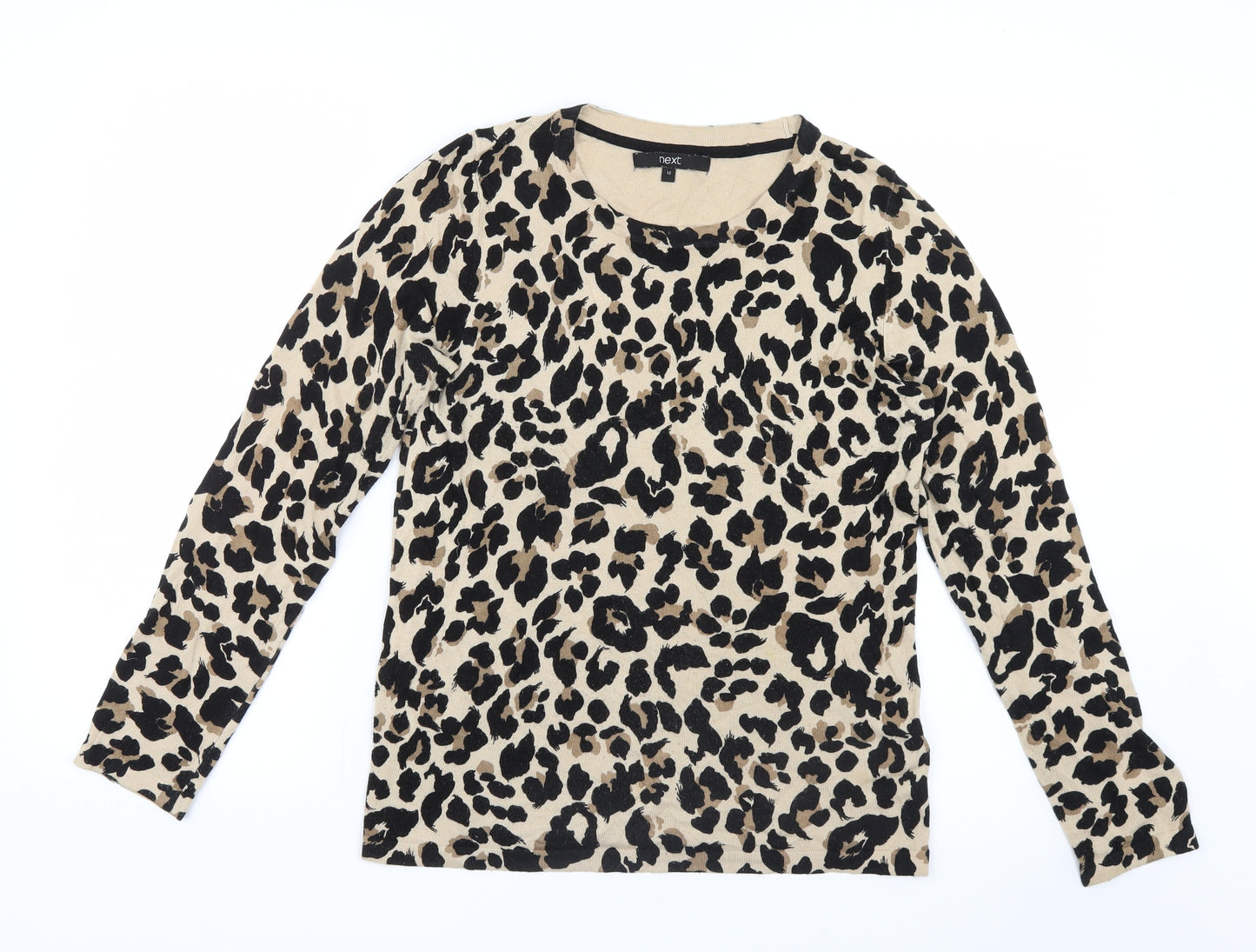 NEXT Womens Brown Animal Print Knit Basic T-Shirt Size 12