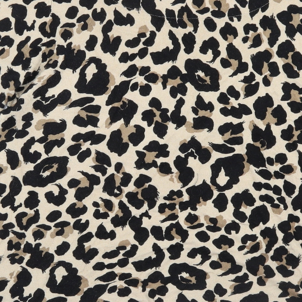 NEXT Womens Brown Animal Print Knit Basic T-Shirt Size 12