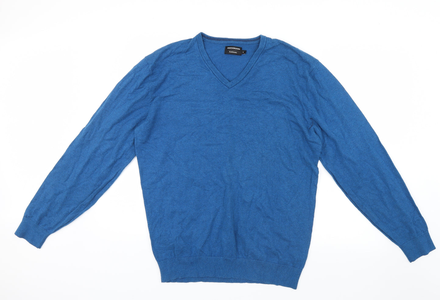 Greenwoods Mens Blue  Knit Pullover Jumper Size L