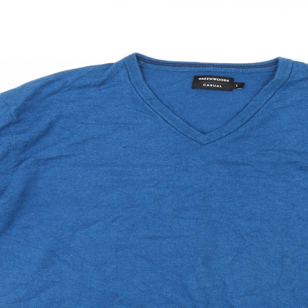 Greenwoods Mens Blue  Knit Pullover Jumper Size L